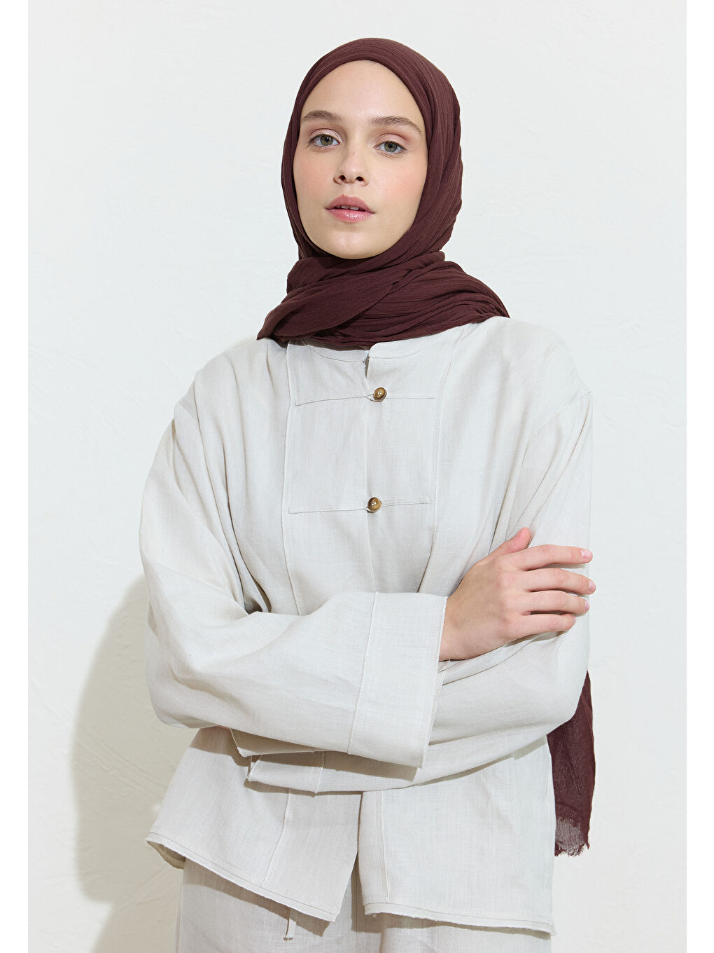 Kırmızı Pamuklu Keten Şal Blackberry Jam-2