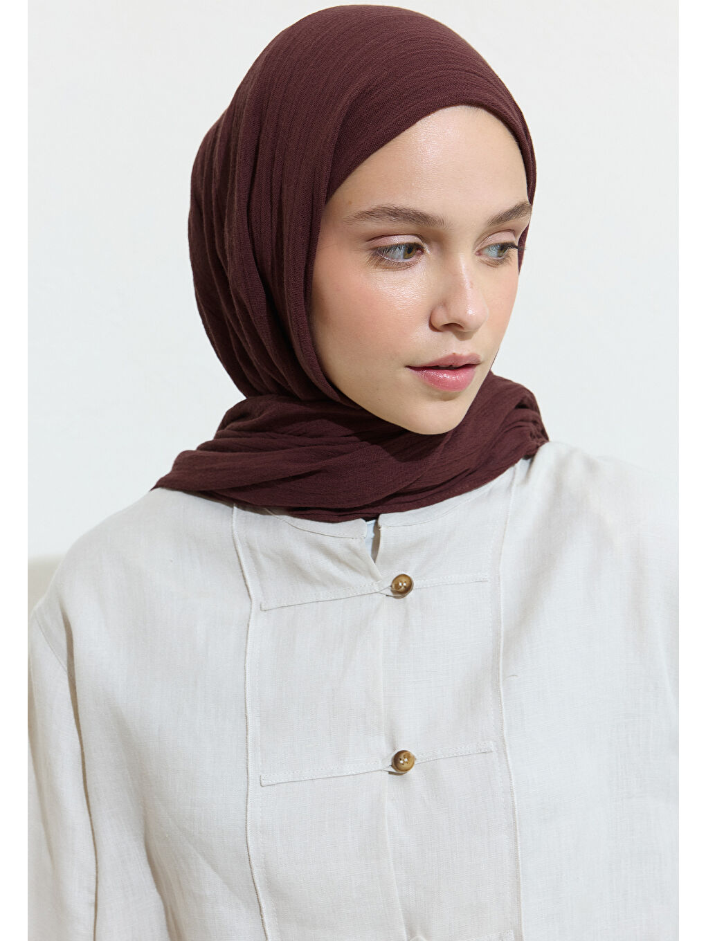 Kırmızı Pamuklu Keten Şal Blackberry Jam-3