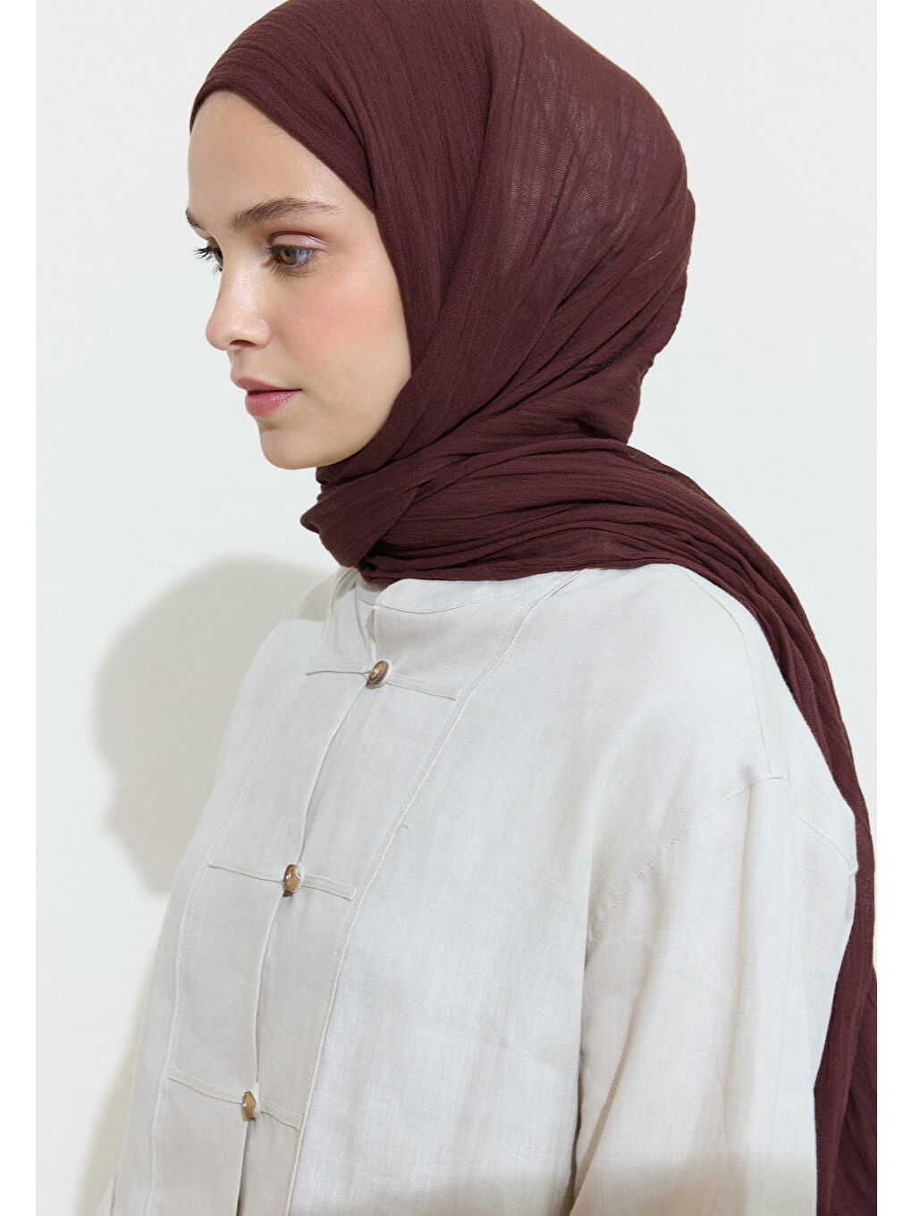 Kırmızı Pamuklu Keten Şal Blackberry Jam-4