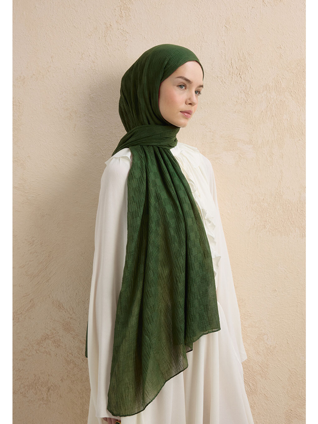 Modal Damalı Şal Çam Yeşili-1