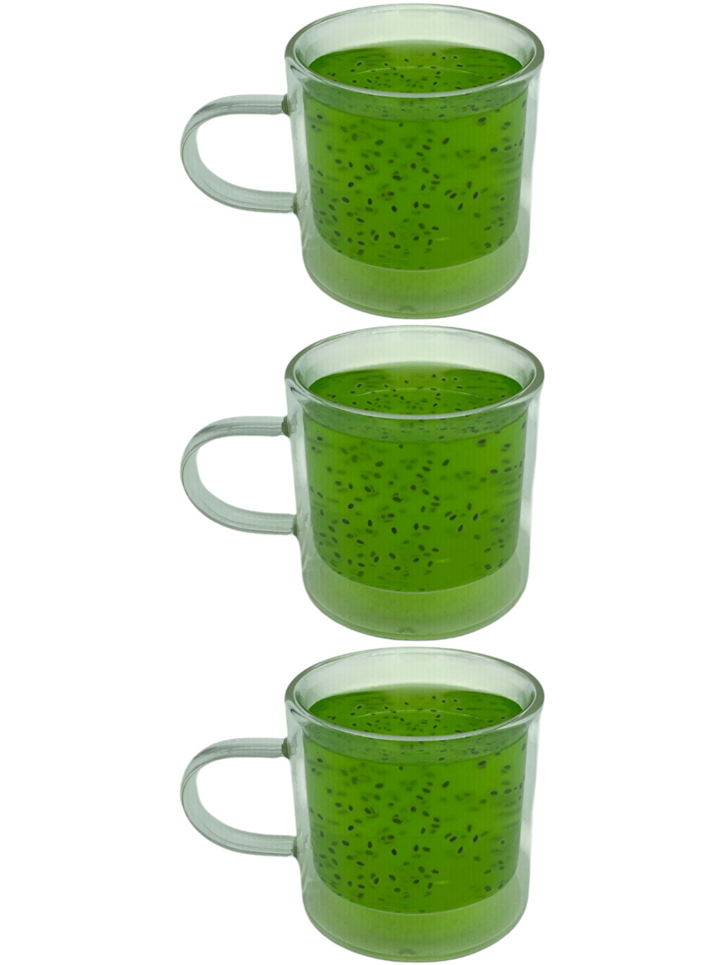 Renksiz Çift Cidarlı 250 ml Cam Kupa Seti 3 Adet 2128-1