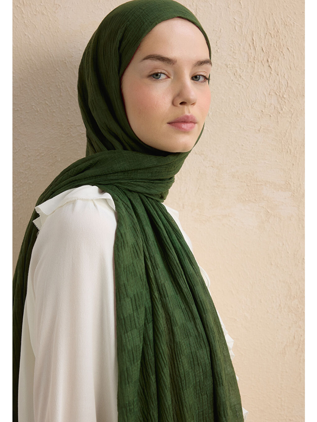 Modal Damalı Şal Çam Yeşili-2