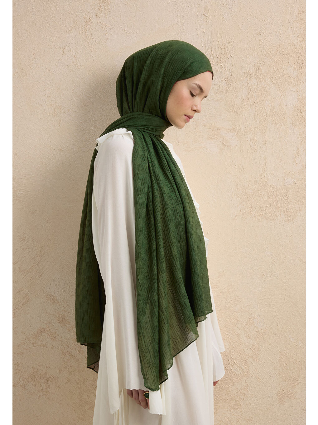 Modal Damalı Şal Çam Yeşili-3