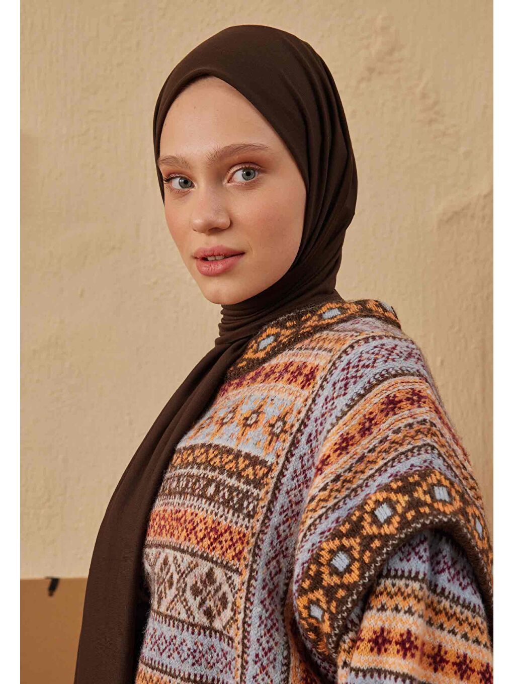 Kahverengi Penye Şal Koyu Kahve-1