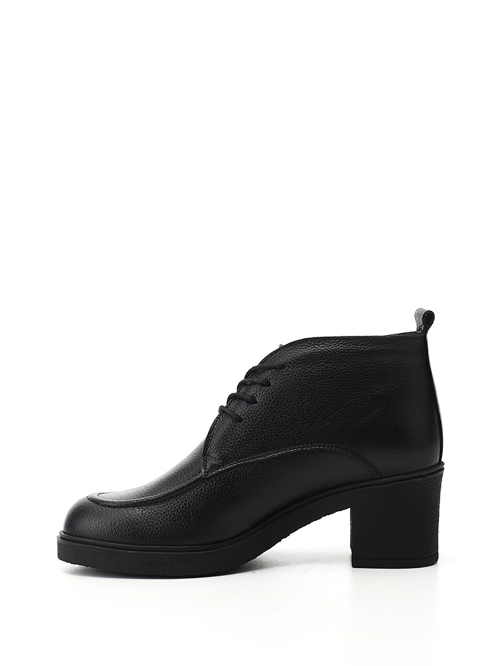 Siyah Kadın MAT SİYAH Fermuarlı Kalın Topuklu Hakiki Deri Bot-2