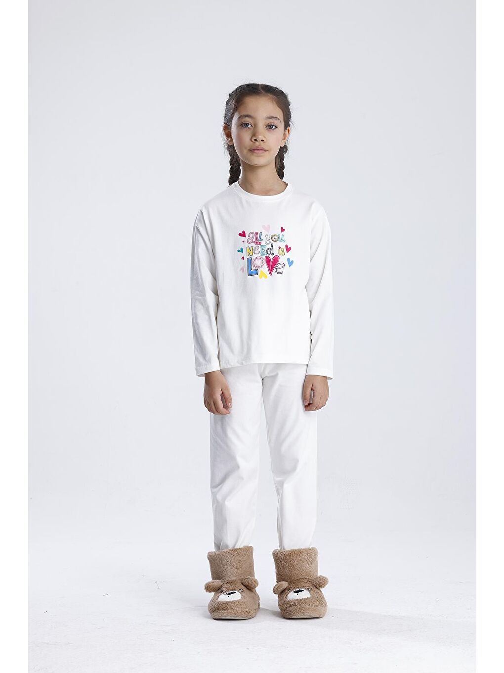 Beyaz Baskılı Pijama Takımı