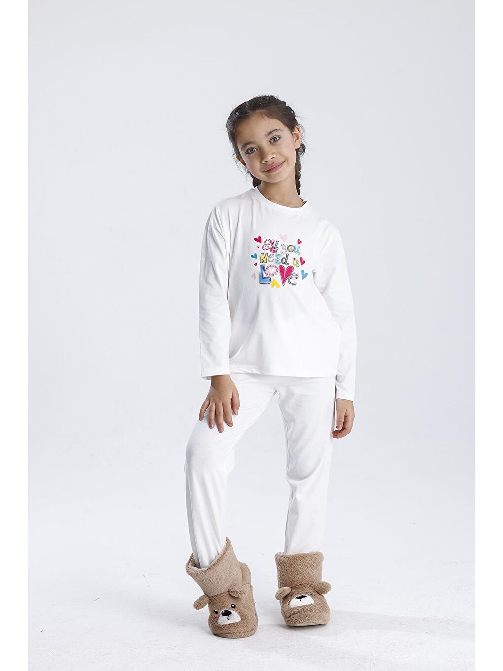 Beyaz Baskılı Pijama Takımı-1