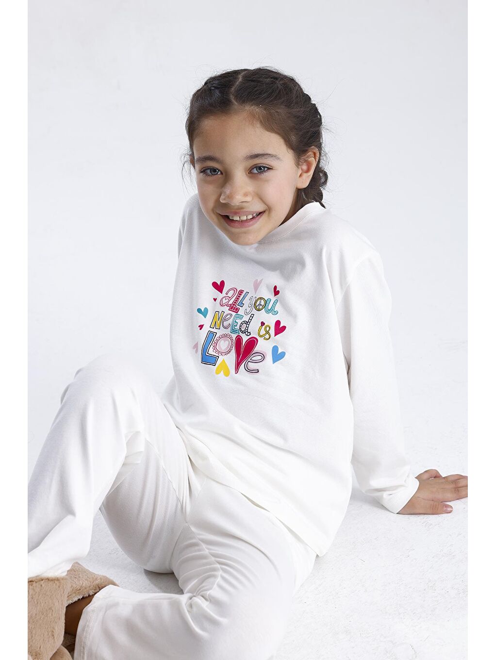 Beyaz Baskılı Pijama Takımı-2