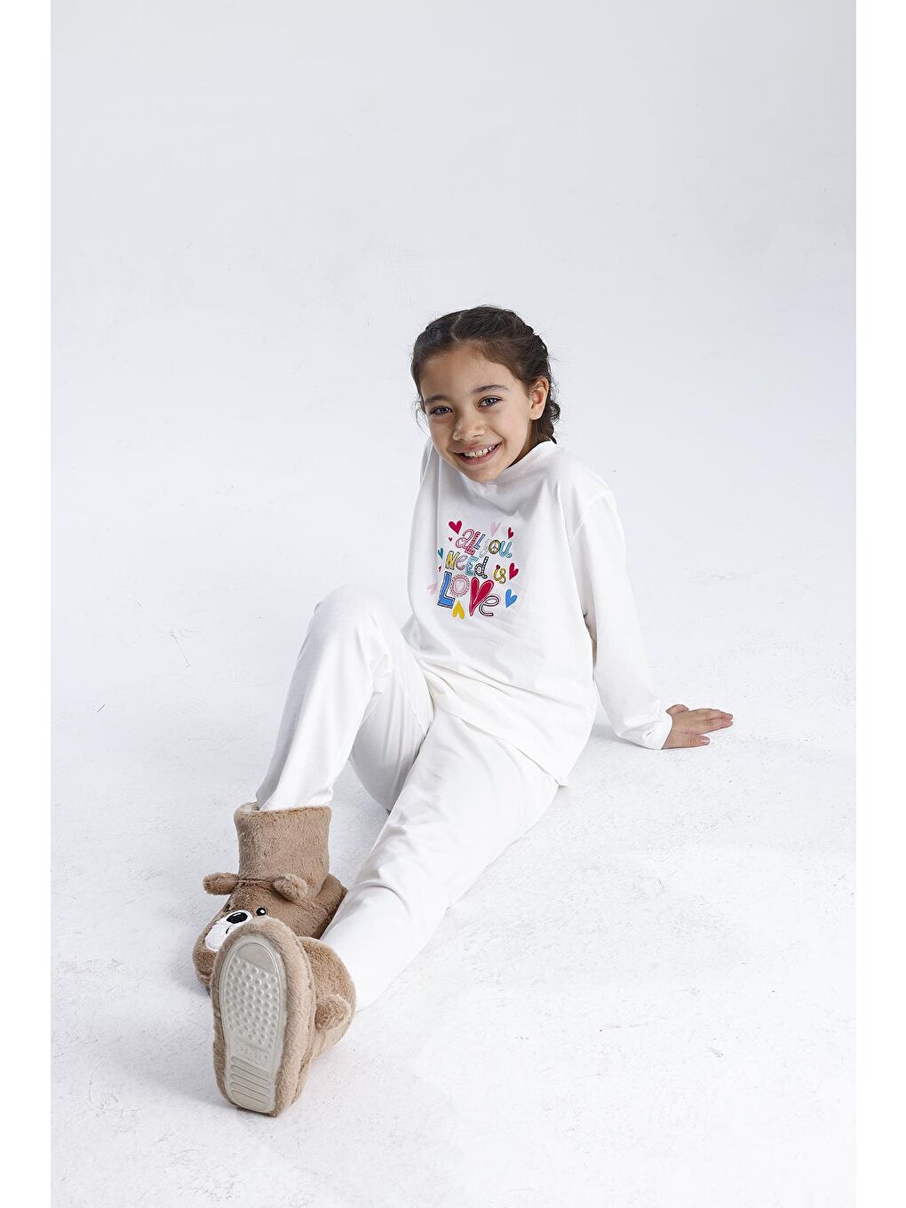 Beyaz Baskılı Pijama Takımı-4