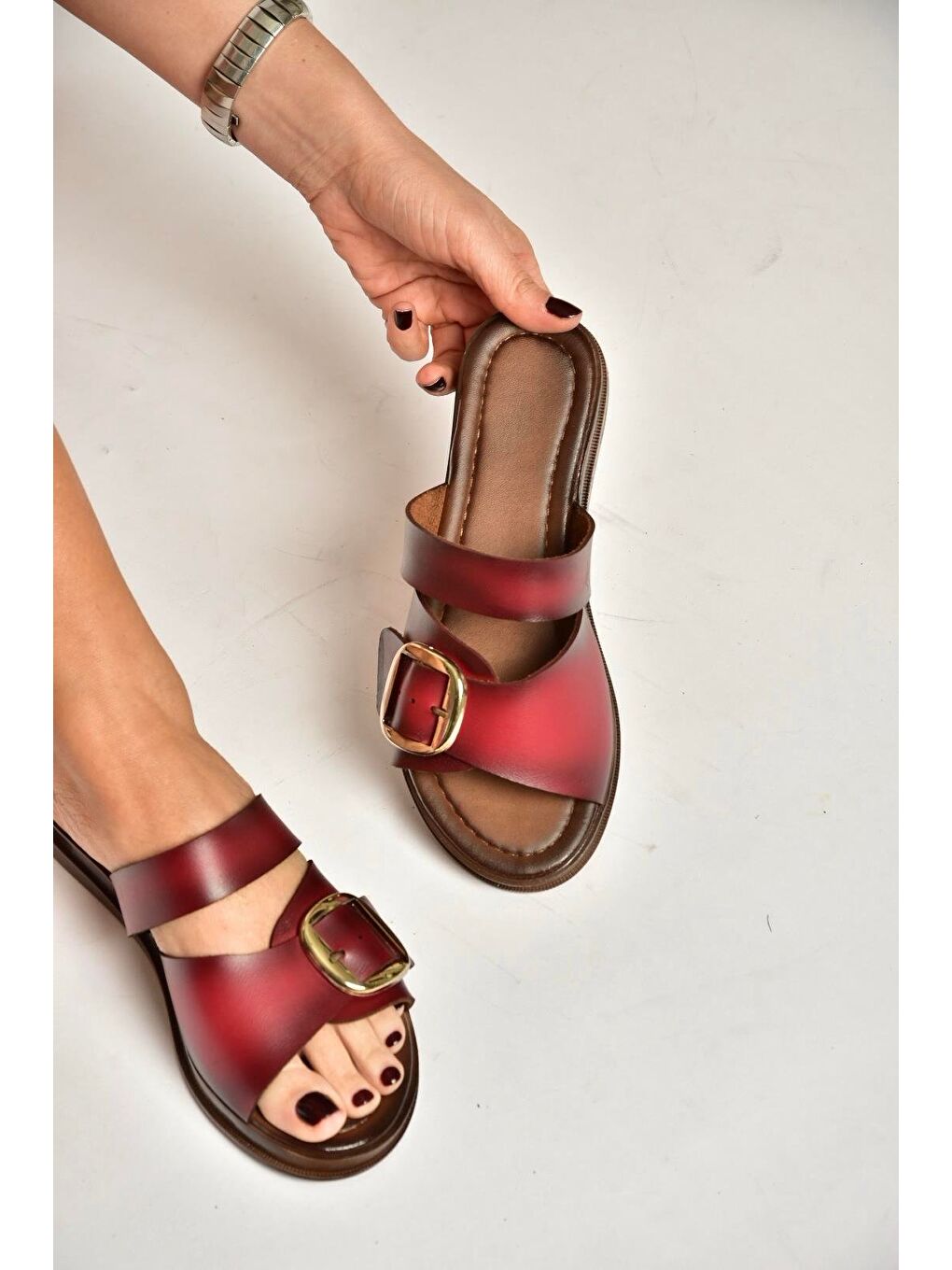 Bordo Kadın Terlik Y390350703-1