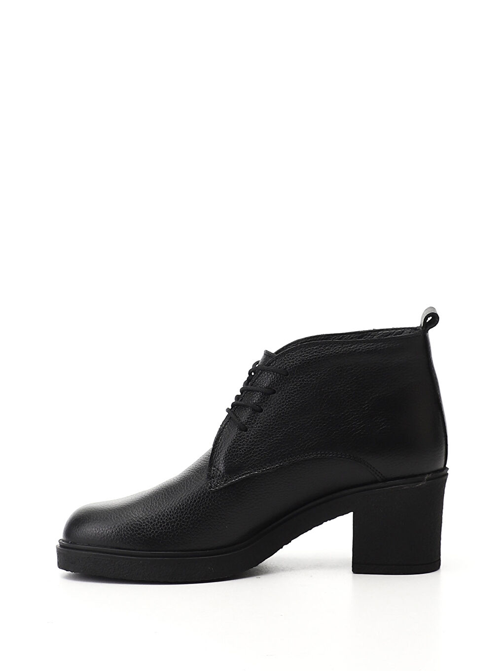Siyah Kadın MAT SİYAH Fermuarlı Kalın Topuklu Hakiki Deri Bot-2