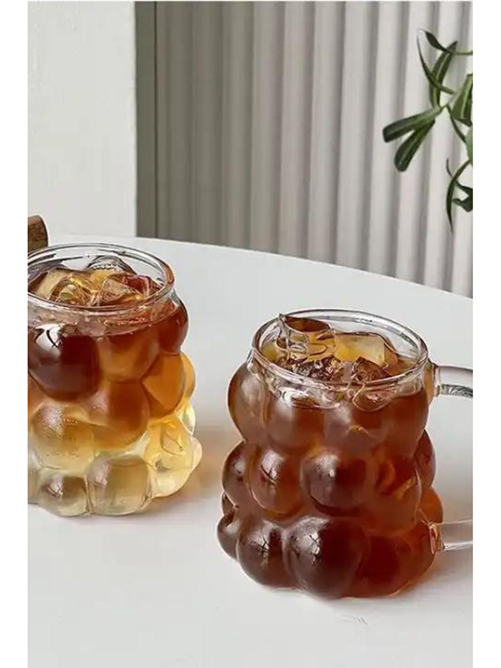 Renksiz 350 ml Üzüm Tasarımlı Borosilikat Cam Kupa Bardağı 3 Adet - 2430-1