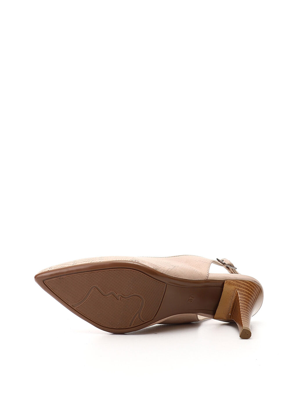 Bej Kadın BEJ-TEN RENGİ İnce Topuklu Arkası Açık Hakiki Deri Ayakkabı-3
