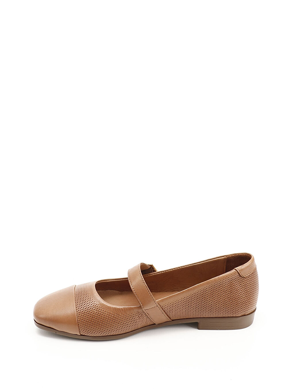 Kahverengi Kadın TABA Baskılı Hakiki Deri Babet-1