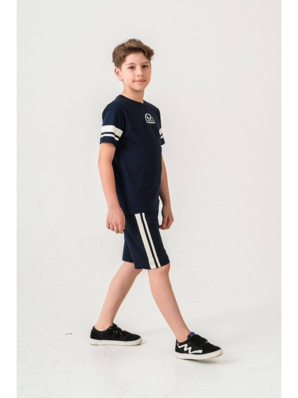 Lacivert Champions Tennis Club Casual Division Baskılı  Erkek Çocuk Şort - Tişört Takımı-3
