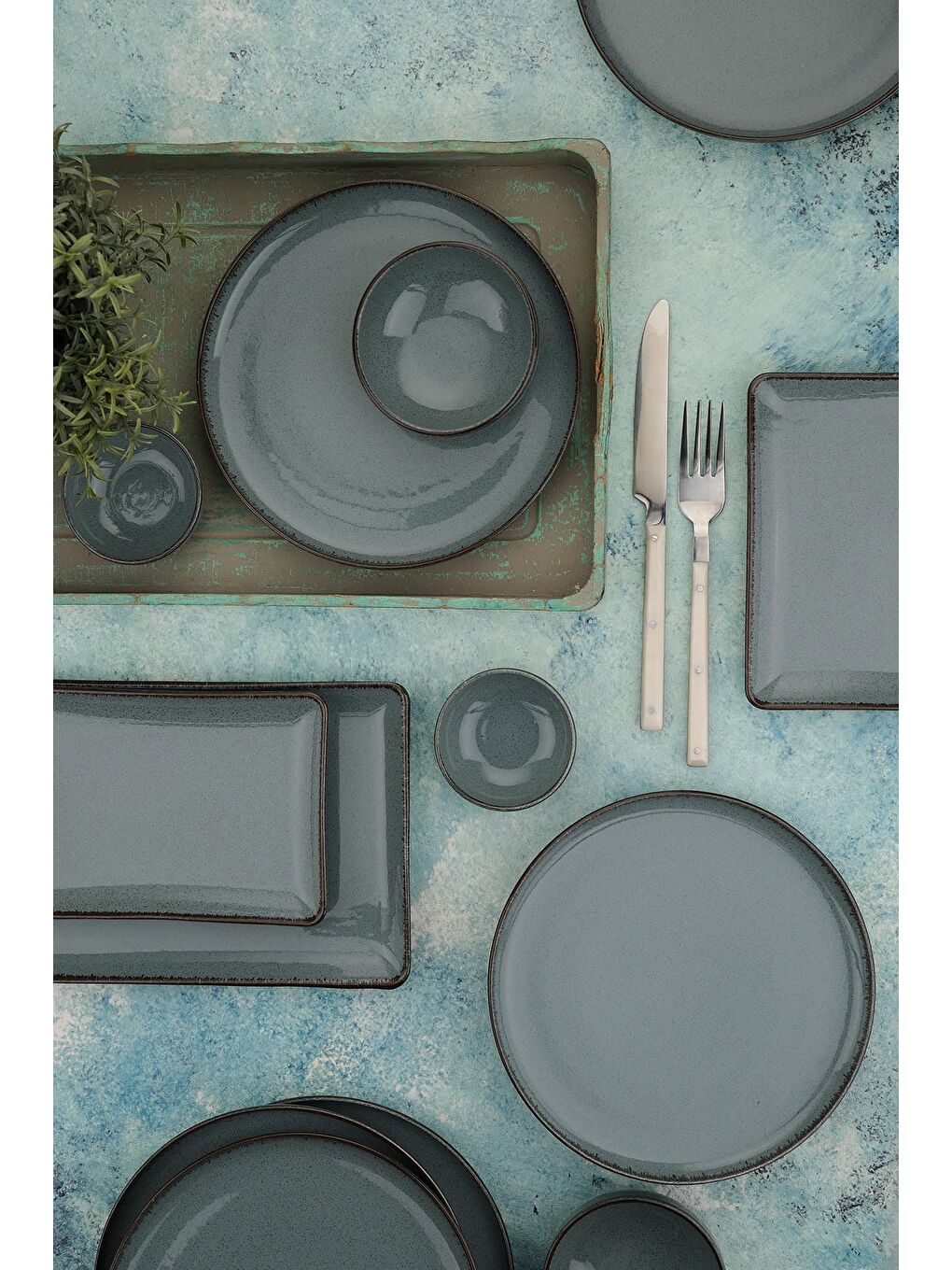 Moderna Kahvaltı Takımı Mavi 14 Parça 6 Kişilik MOD14KH730P01-1