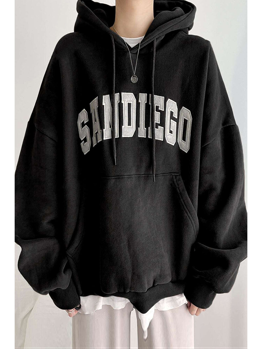 uyguntarz Siyah Sandiego Baskılı Oversize Sweatshirt