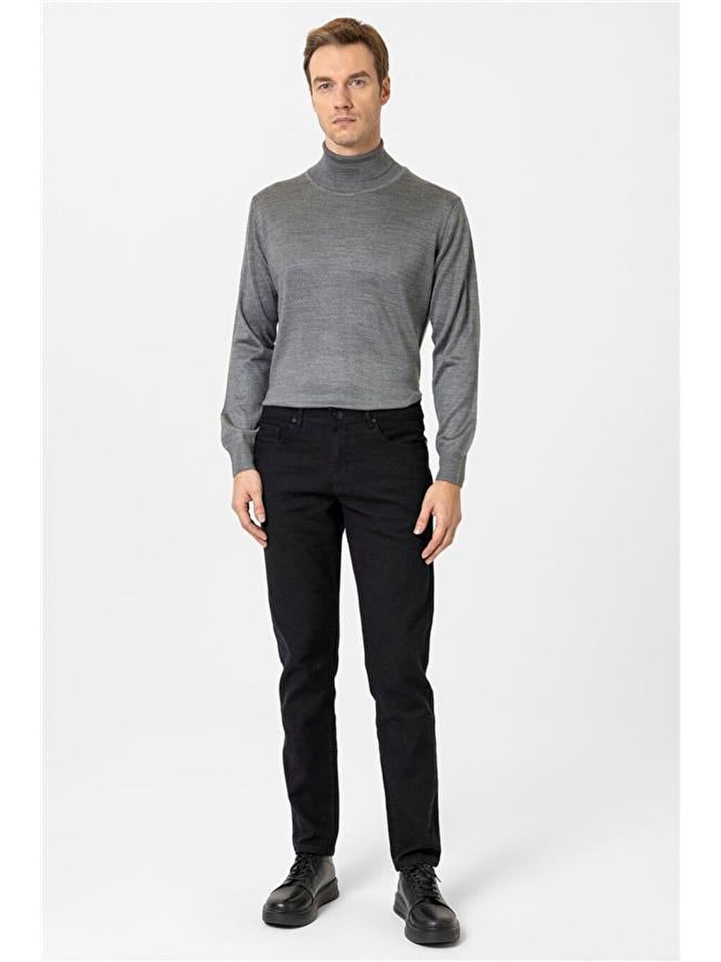 Siyah Slim Armürlü Pantolon-1