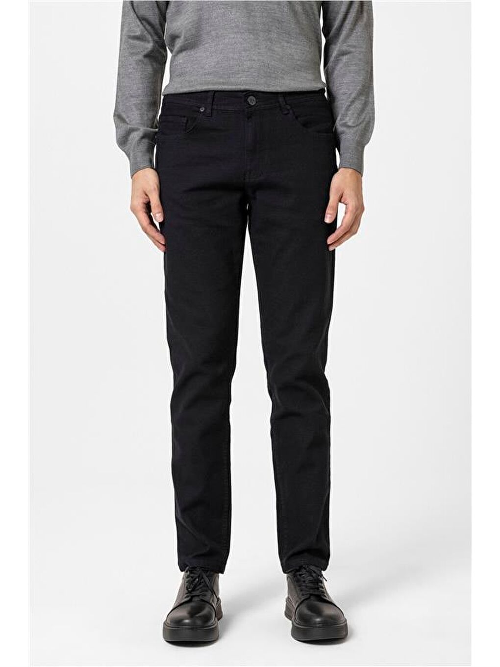 Siyah Slim Armürlü Pantolon-2