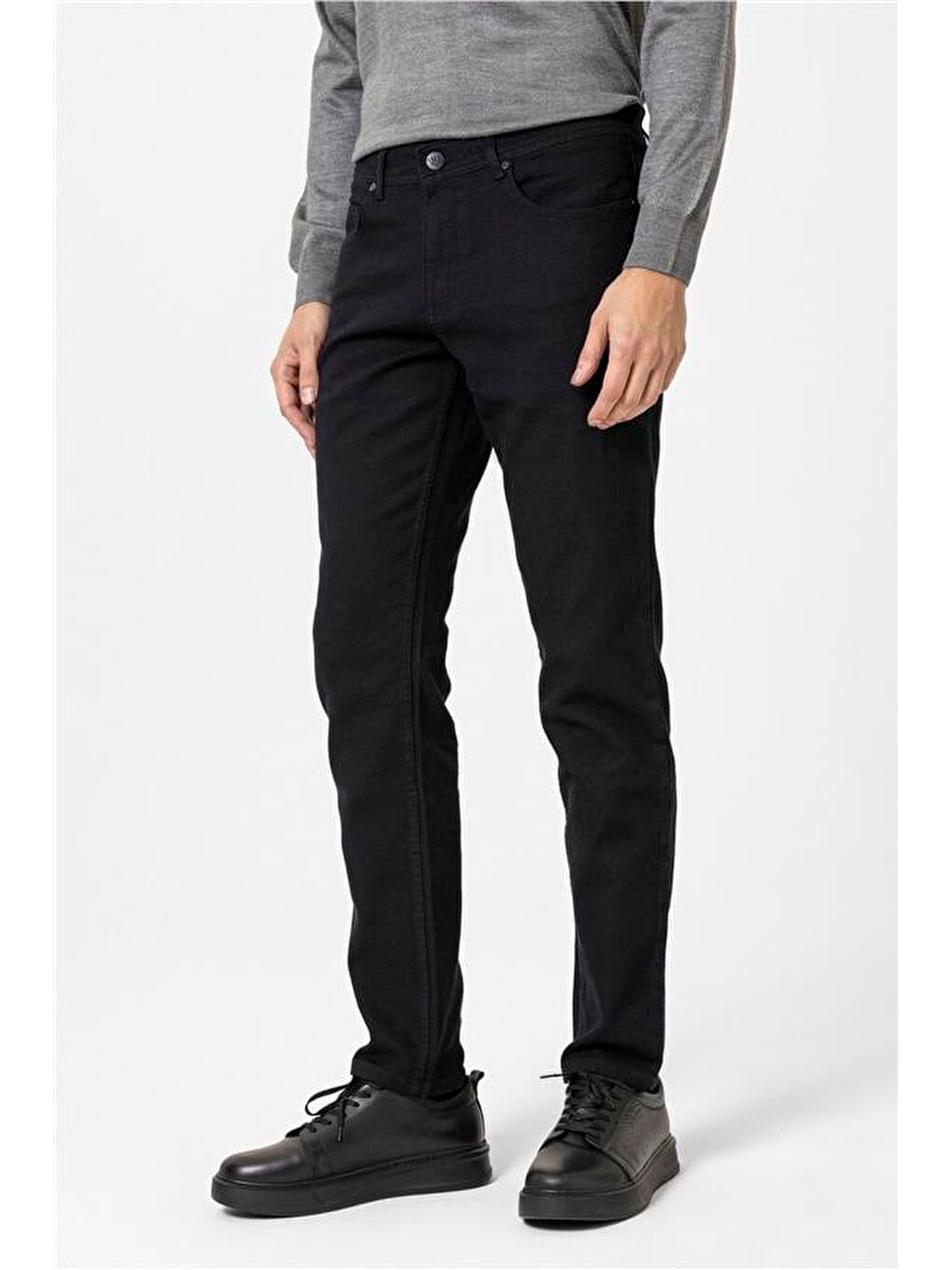 Siyah Slim Armürlü Pantolon-3