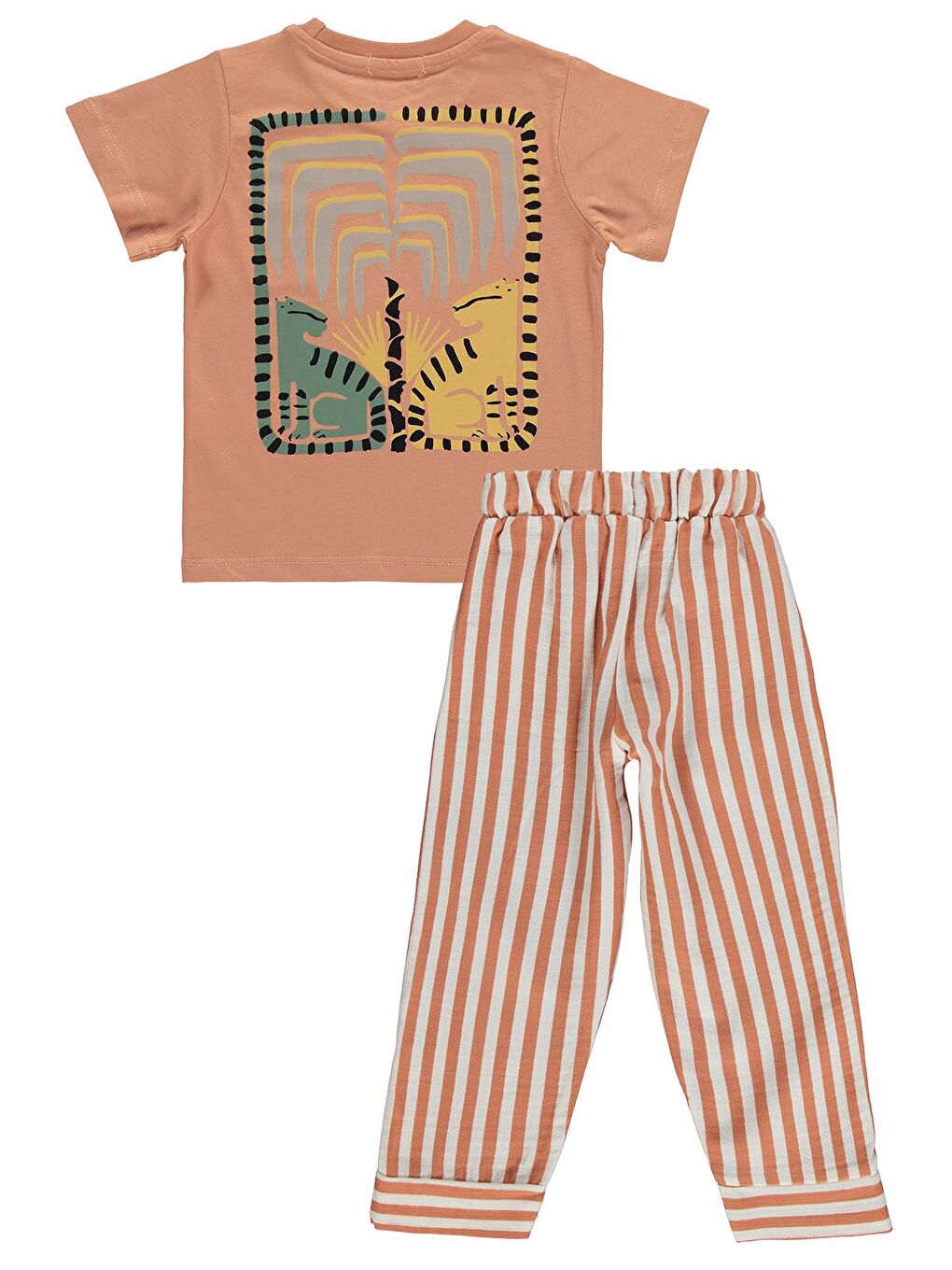 Kahverengi Boys Lets Baskılı 2-5 Yaş Takım - Turuncu-2