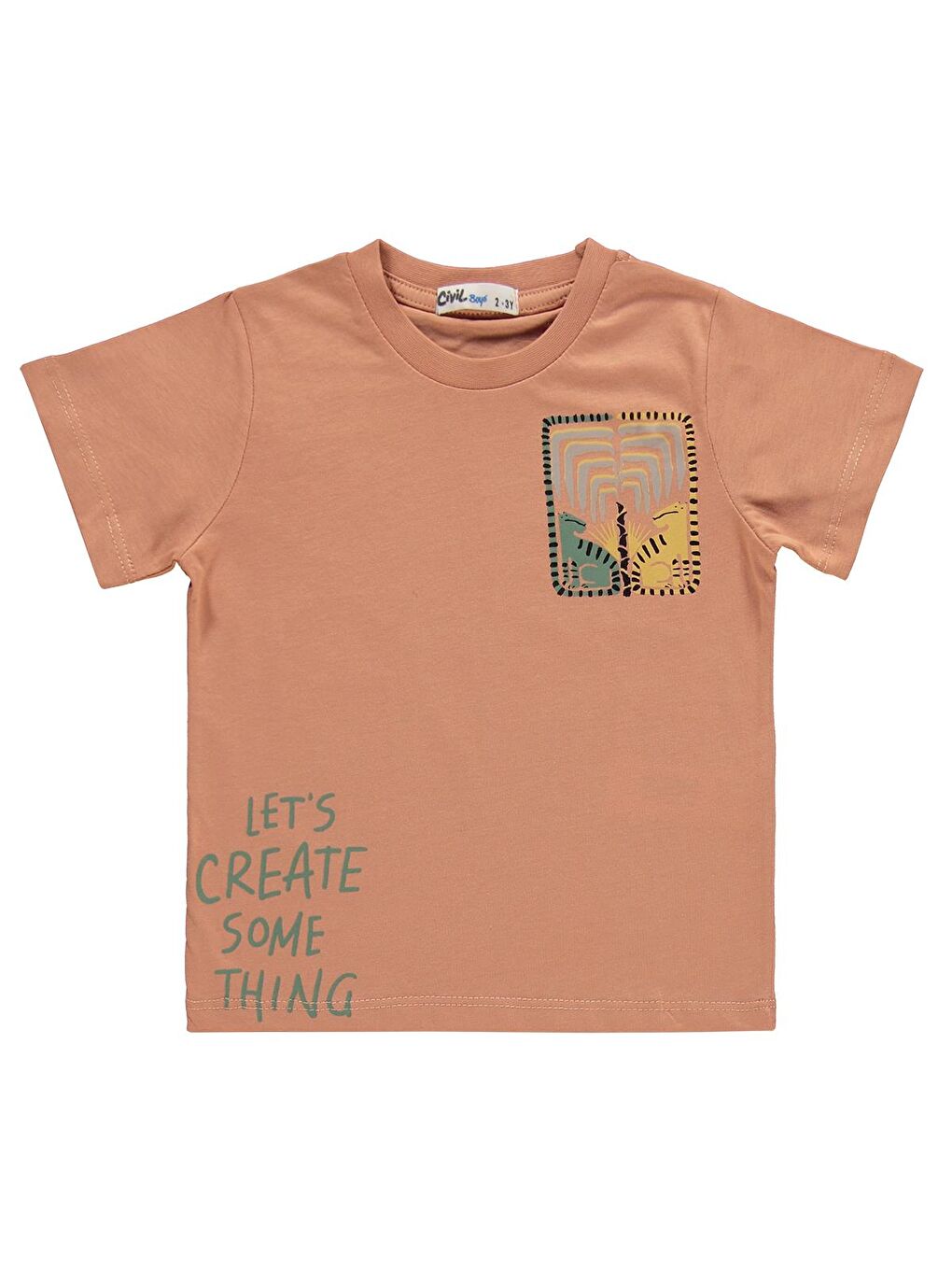 Kahverengi Boys Lets Baskılı 2-5 Yaş Takım - Turuncu-3