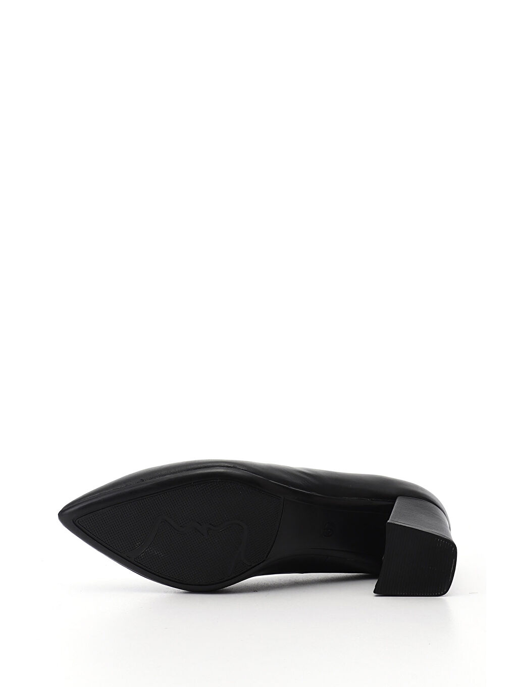 Siyah Kadın SİYAH Sivri Burun Orta Kalın Topuklu Hakiki Deri Ayakkabı-3