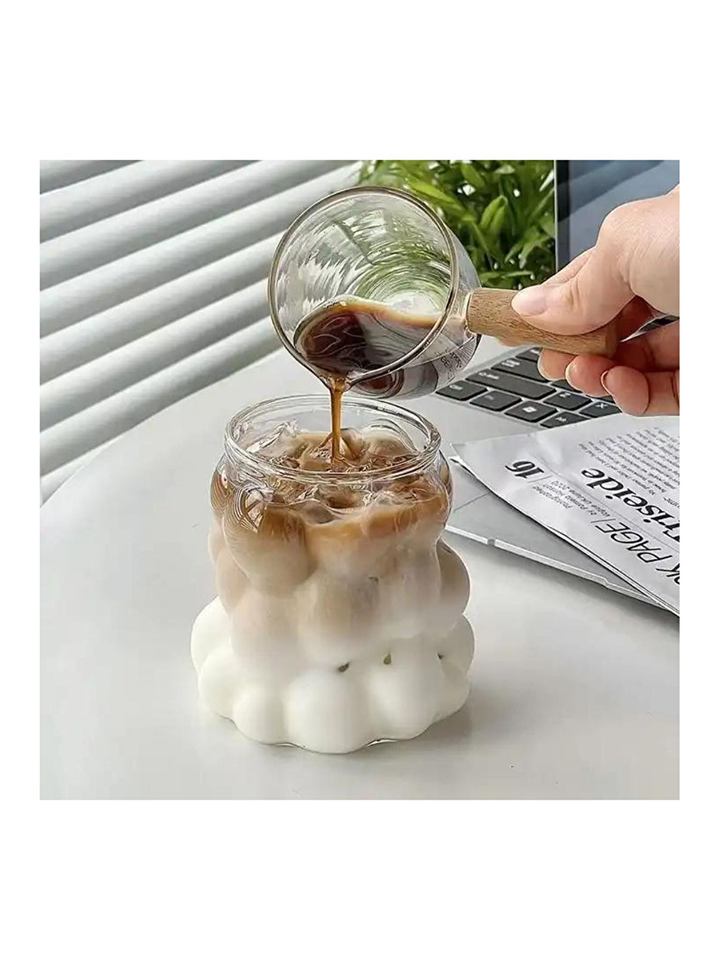 Renksiz 350 ml Üzüm Tasarımlı Borosilikat Cam Kupa Bardağı 3 Adet - 2430-3