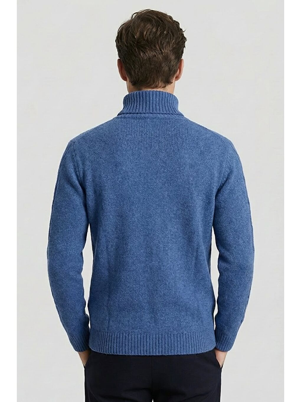 Mavi Regular Fit Yün Karışımlı Desenli Tam Balıkçı Yaka Erkek Triko Kazak-5