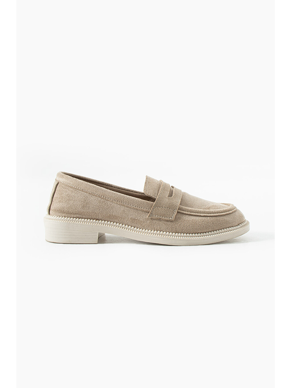 Bej Marlena Kadın Günlük Süet Loafer Ayakkabı-1