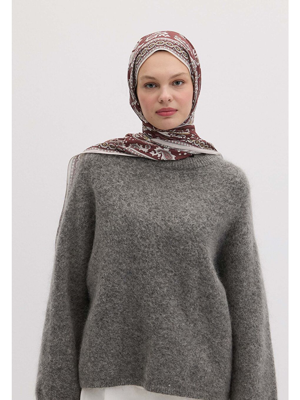 Pembe Lena Desen Şal Vıntage Rose-1