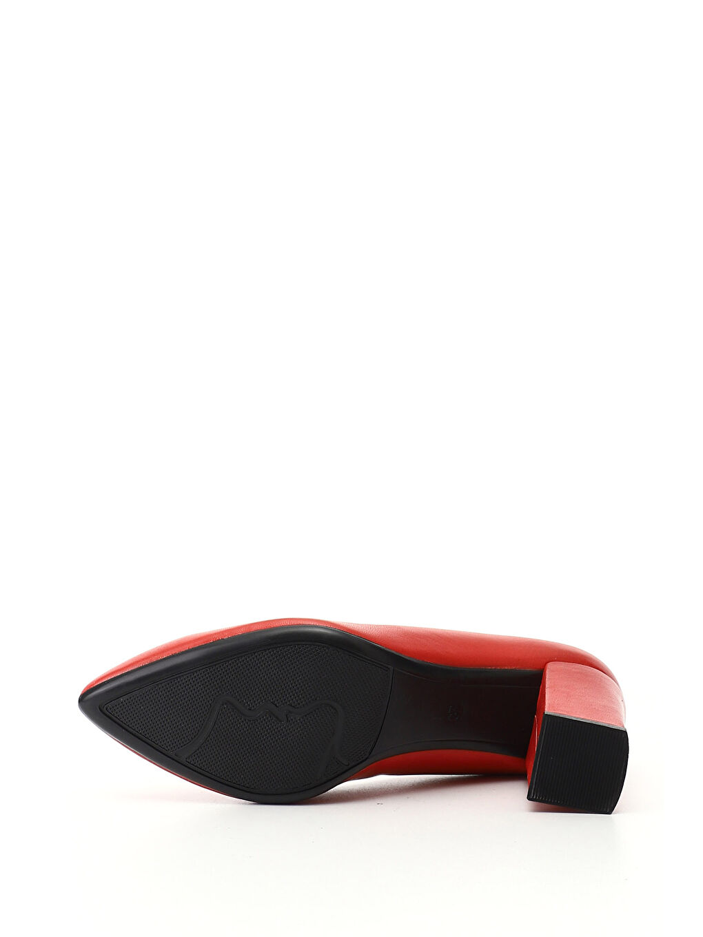 Kırmızı Kadın KIRMIZI Sivri Burun Orta Kalın Topuklu Hakiki Deri Ayakkabı-3