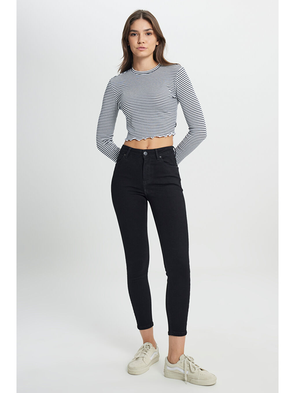 Siyah Forever Skinny Fit Dar Kesim Yüksek Bel Jean Jean Pantolon