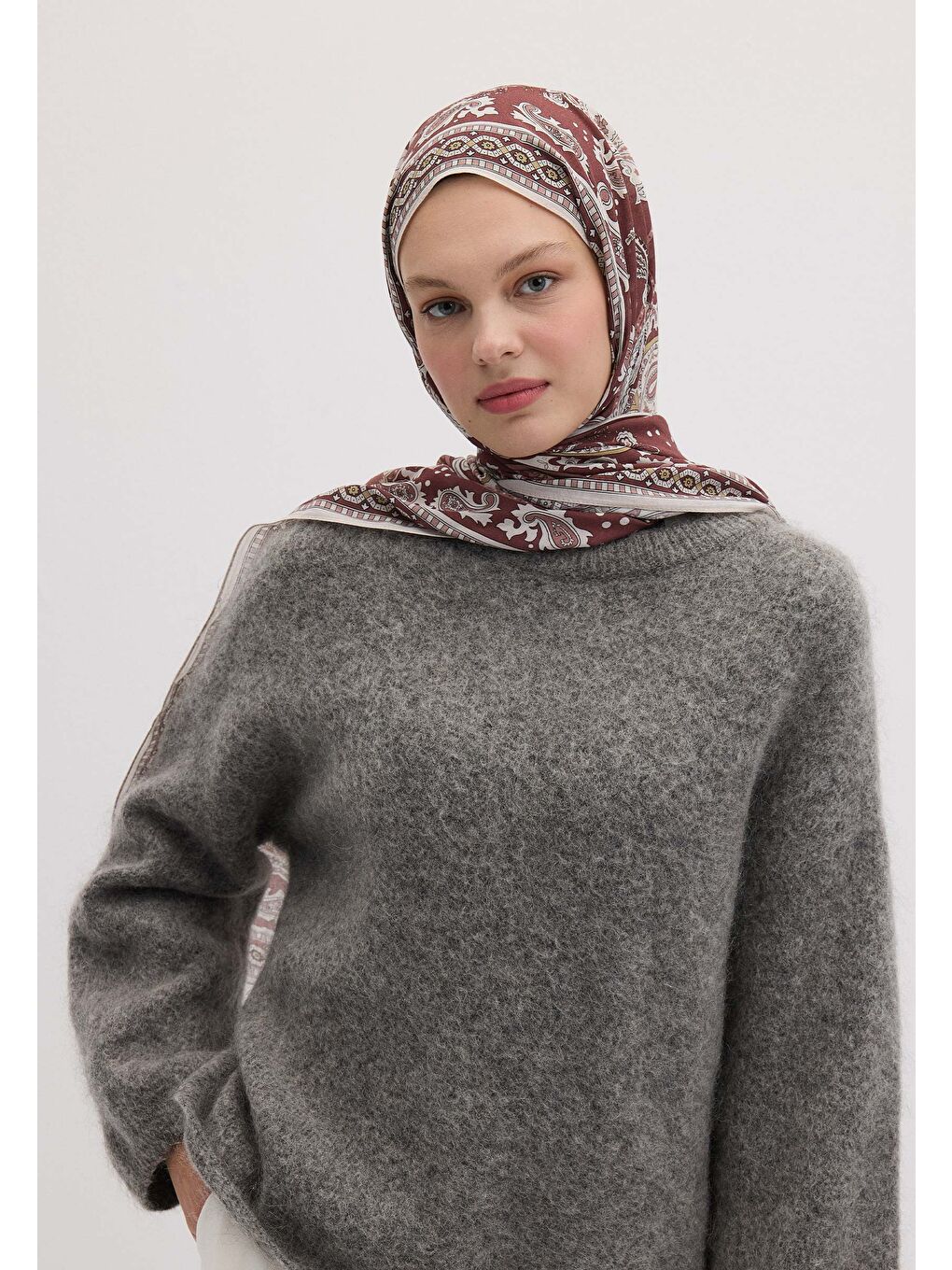 Pembe Lena Desen Şal Vıntage Rose-2