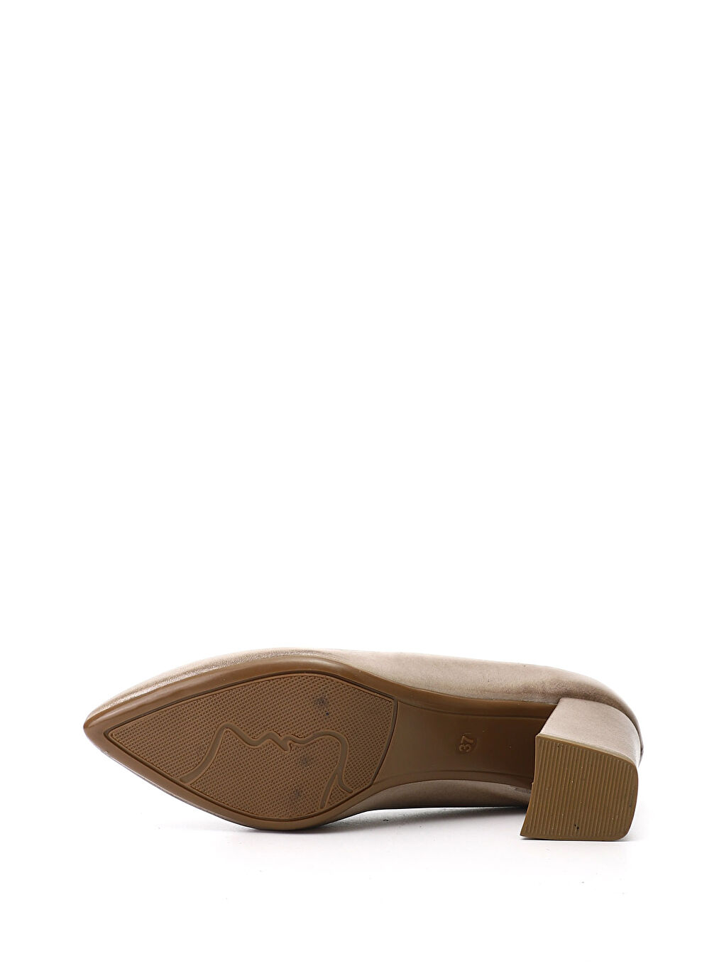 Bej Kadın AÇIK BEJ Sivri Burun Orta Kalın Topuklu Hakiki Deri Ayakkabı-3