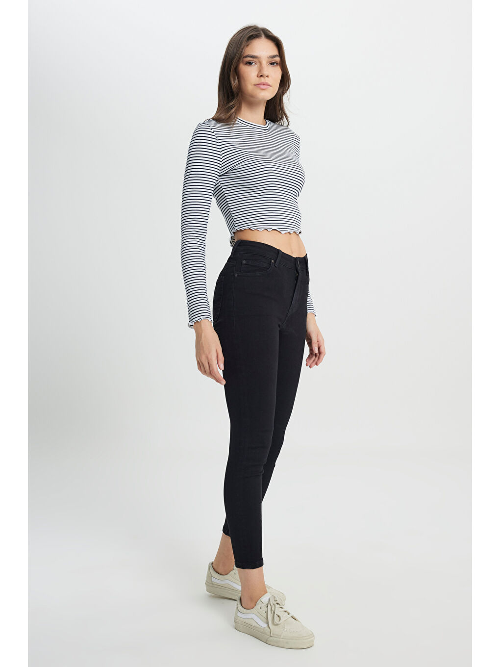 Siyah Forever Skinny Fit Dar Kesim Yüksek Bel Jean Jean Pantolon-1