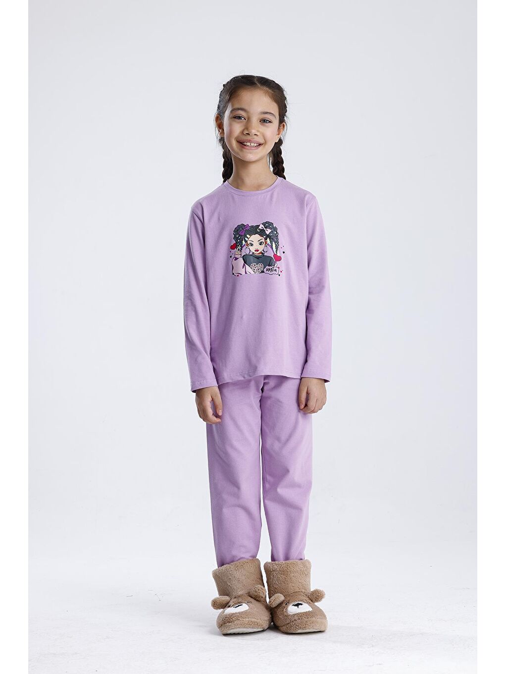 Mor Baskılı Pijama Takımı