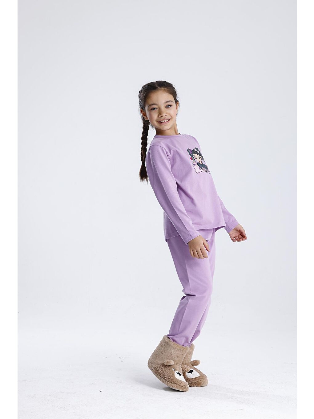 Mor Baskılı Pijama Takımı-1