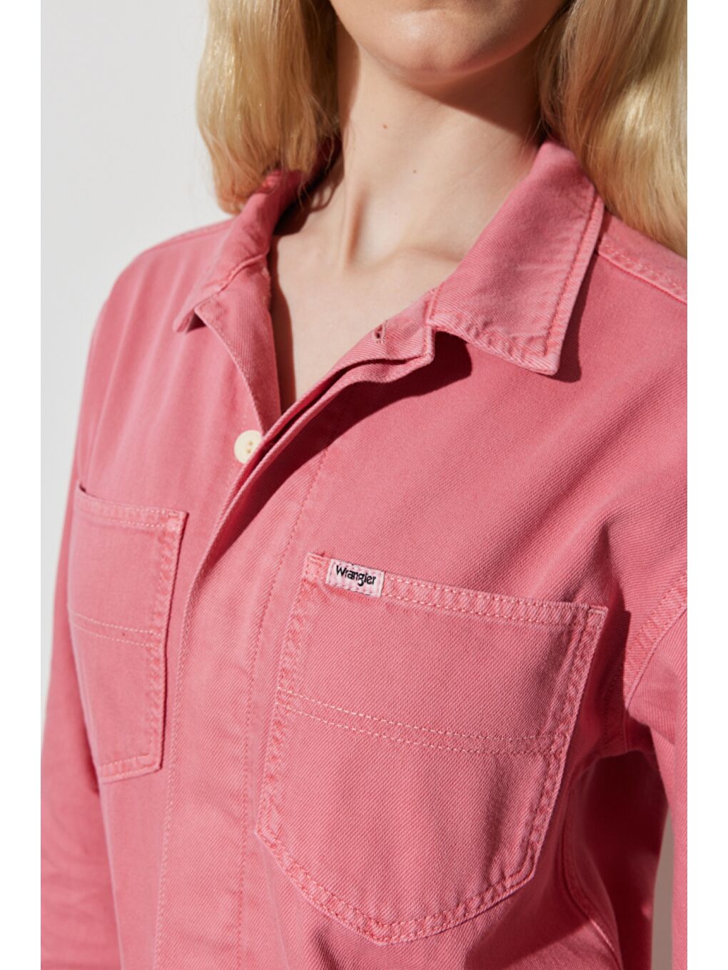 Kick Flare Regular Fit Normal Kesim Gömlek Yaka Geniş Paça Pembe Tulum-5