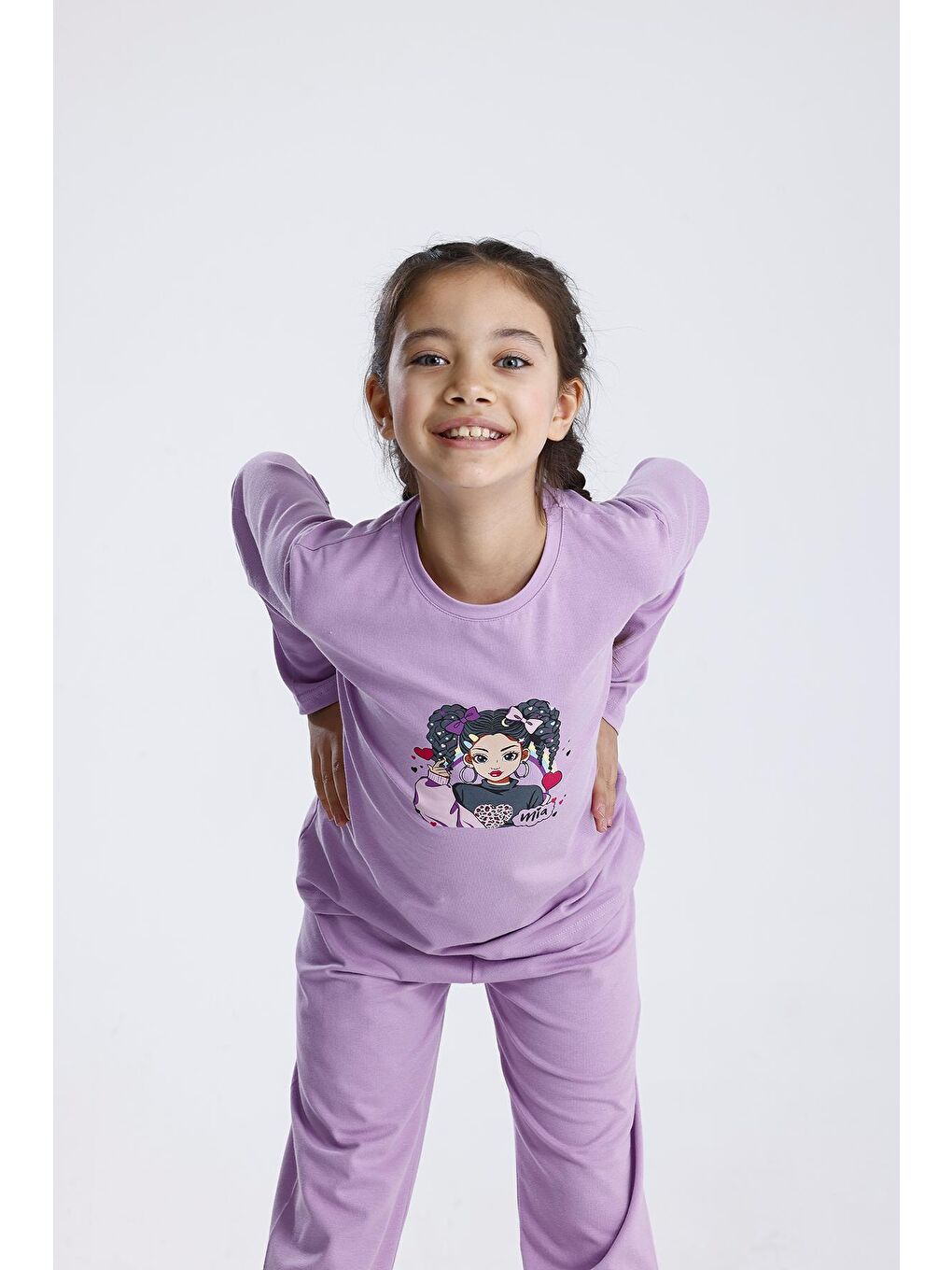 Mor Baskılı Pijama Takımı-3