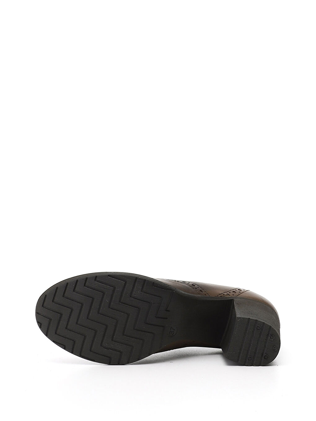 Kahverengi Kadın KOYU VİZON Bağcıklı Orta Kalın Topuklu Hakiki Deri Oxford Ayakkabı-3