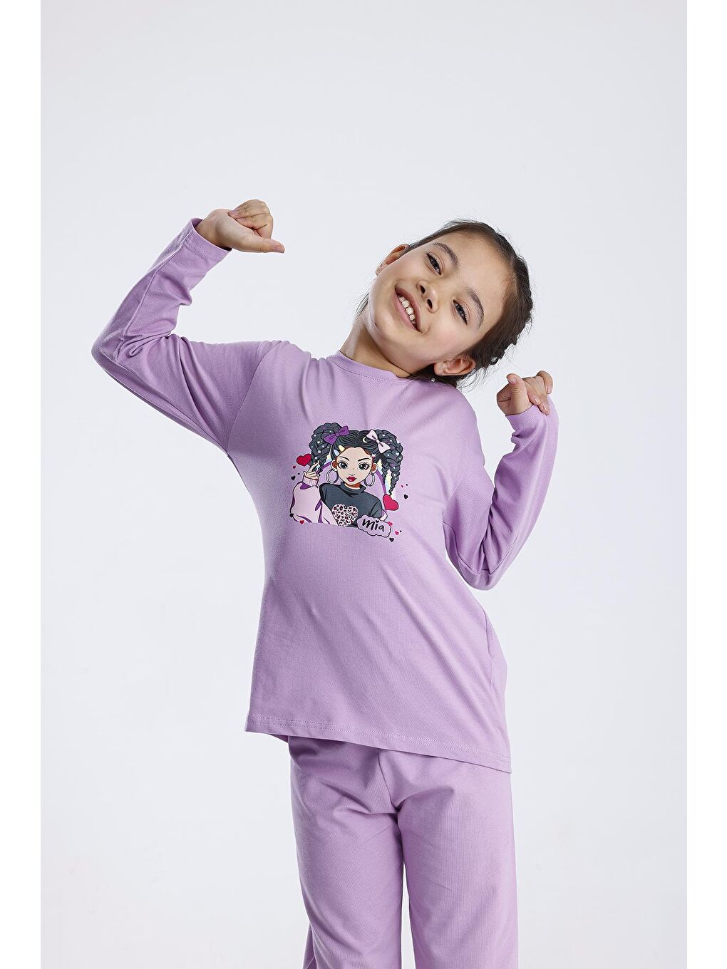 Mor Baskılı Pijama Takımı-4