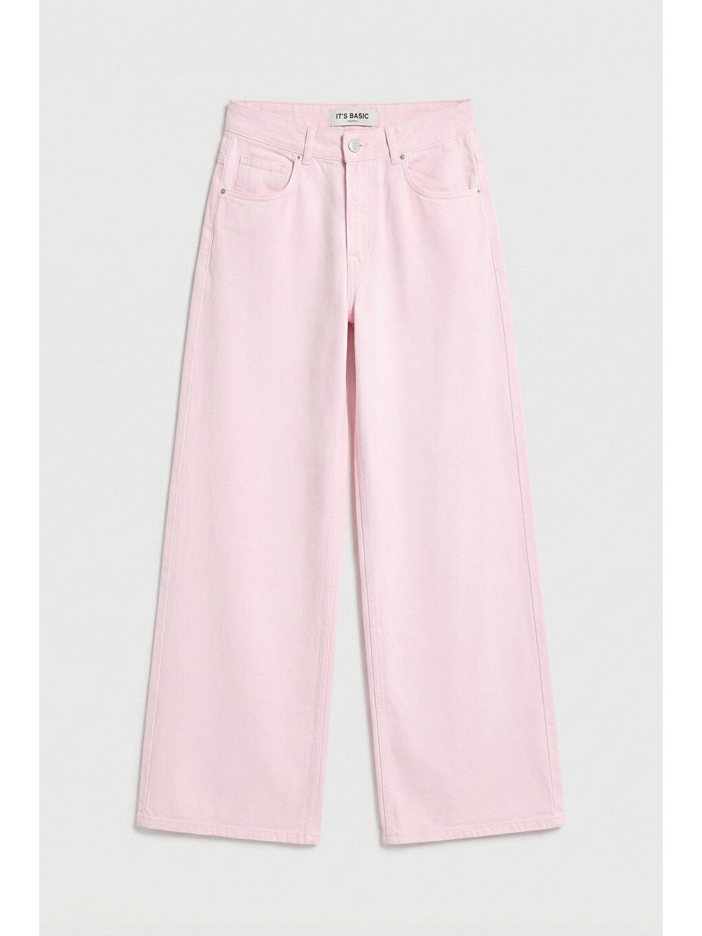 Kadın Açık Pembe Hera 6s6-98 Palazzo Fit Bol Kesim Denim Jean-3