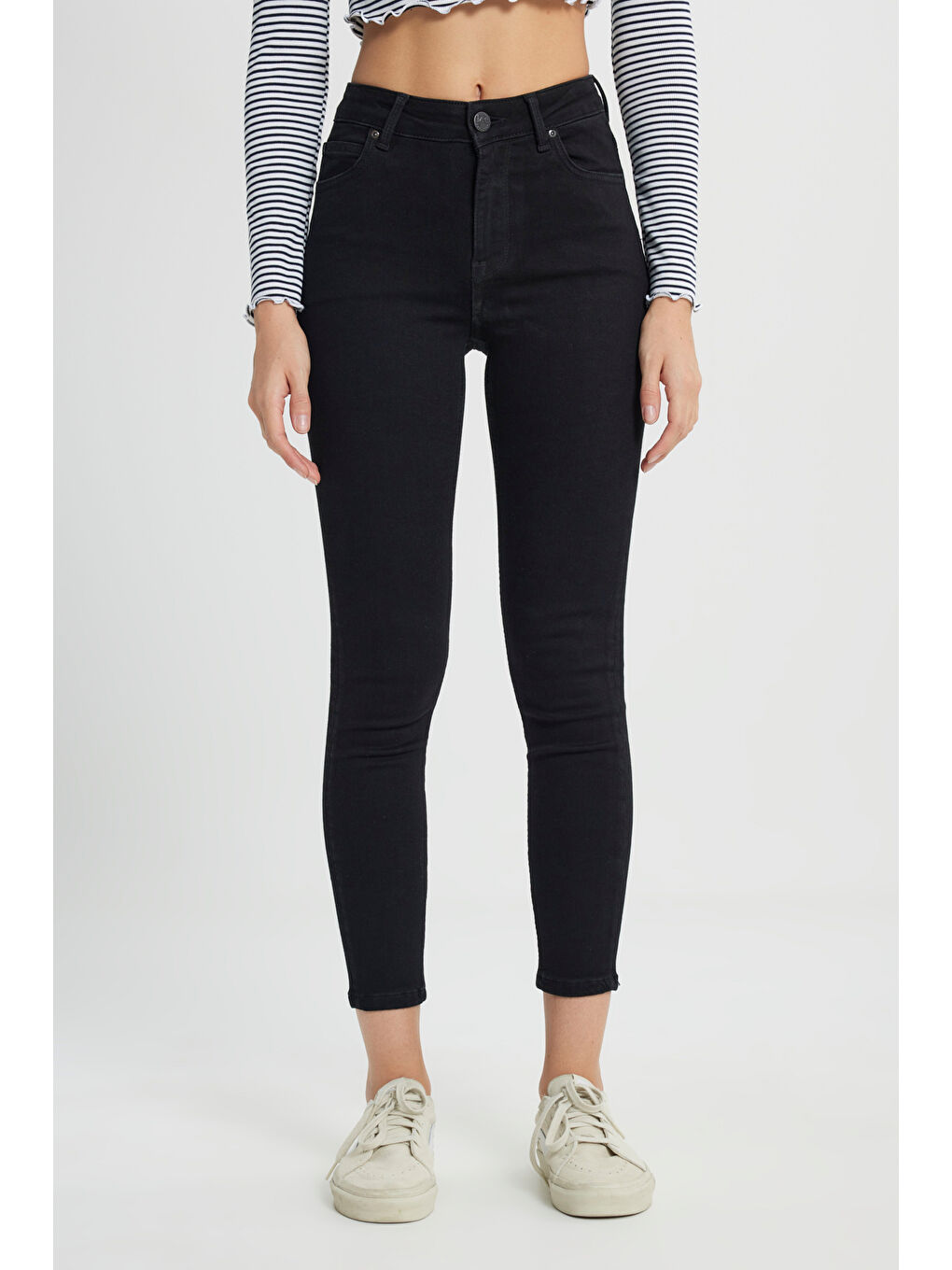 Siyah Forever Skinny Fit Dar Kesim Yüksek Bel Jean Jean Pantolon-3