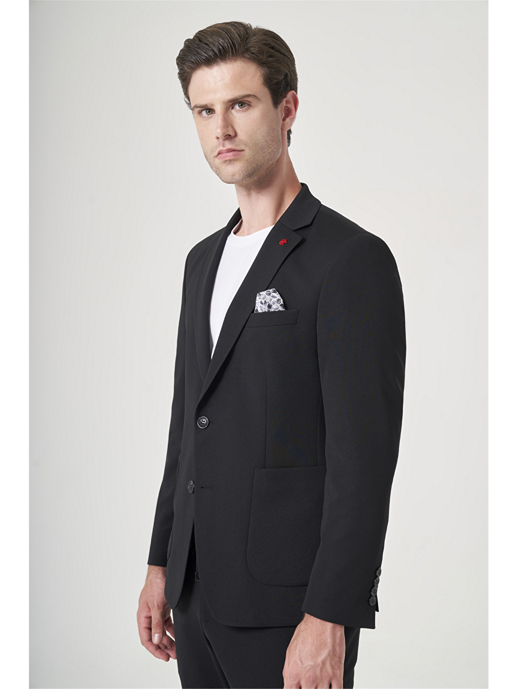 Siyah Mono Yaka 6 Drop Slim Fit Beli Lastikli Takım Elbise 1001260194-2