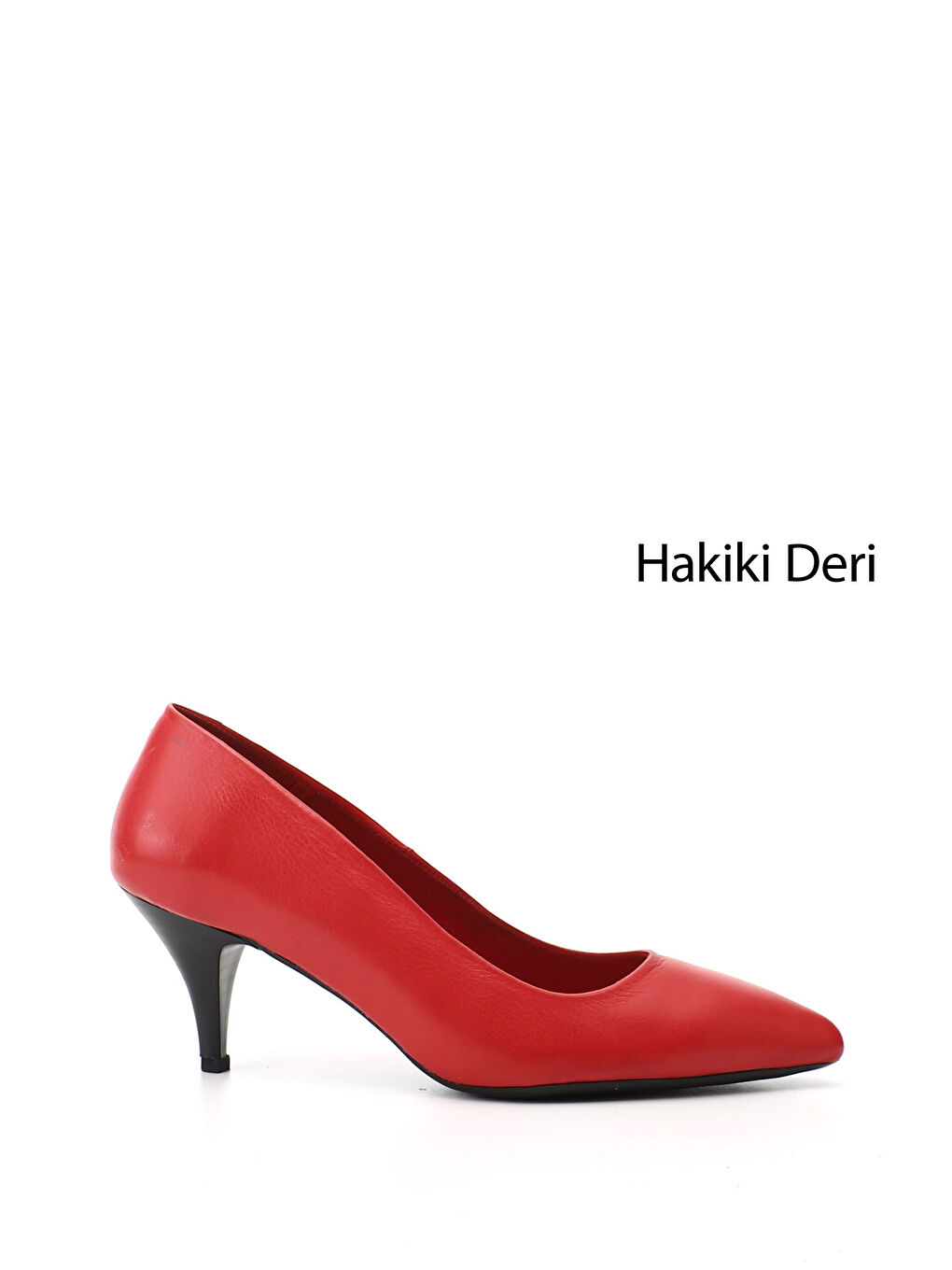 Kırmızı Kadın CANLI KIRMIZI Sivri Burun İnce Topuklu Hakiki Deri Stiletto