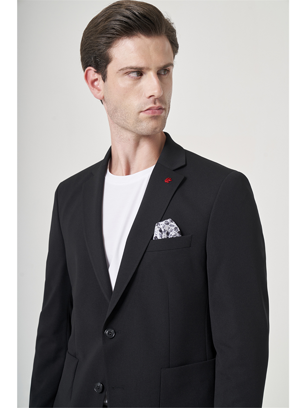 Siyah Mono Yaka 6 Drop Slim Fit Beli Lastikli Takım Elbise 1001260194-3