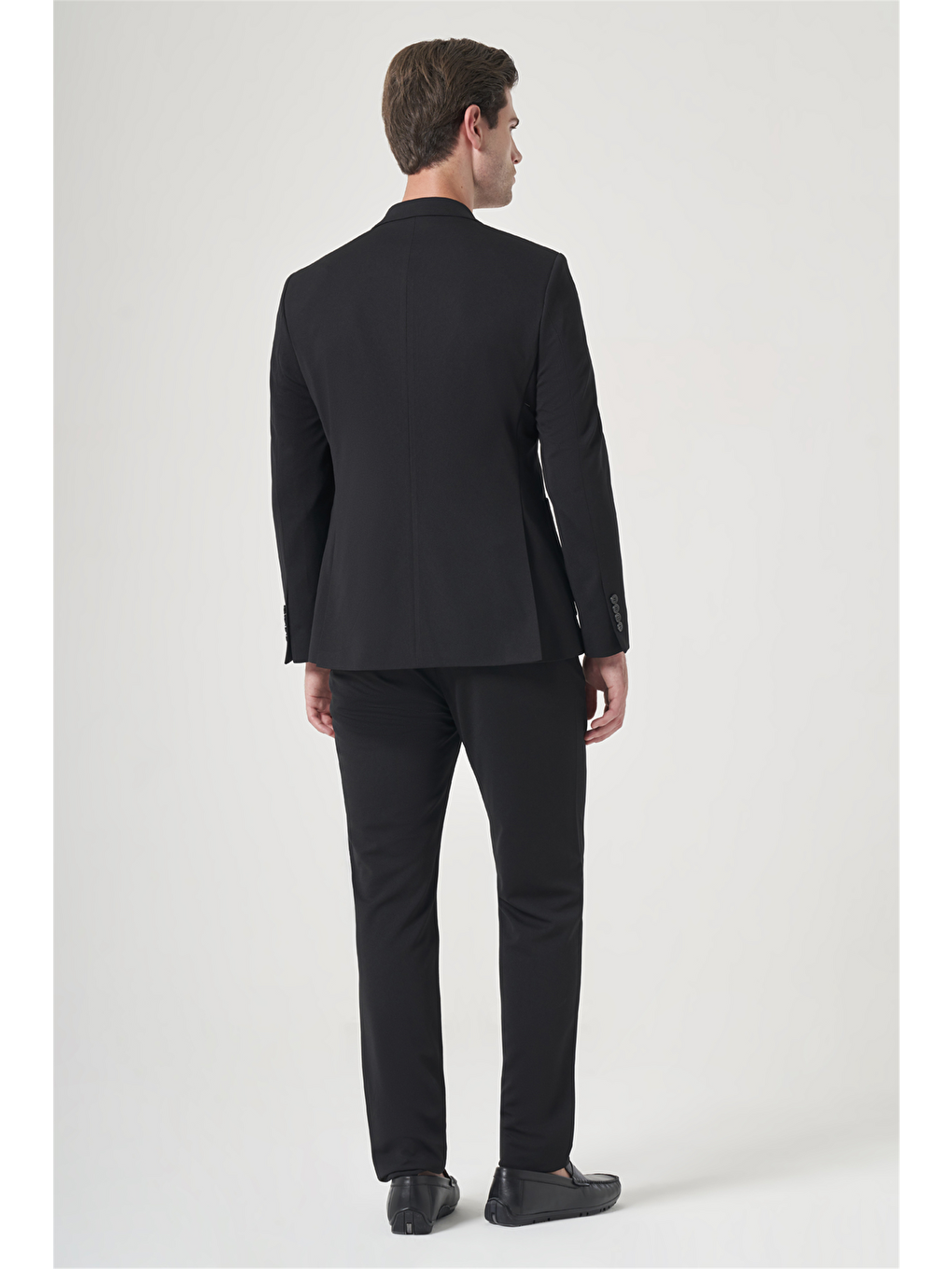 Siyah Mono Yaka 6 Drop Slim Fit Beli Lastikli Takım Elbise 1001260194-4