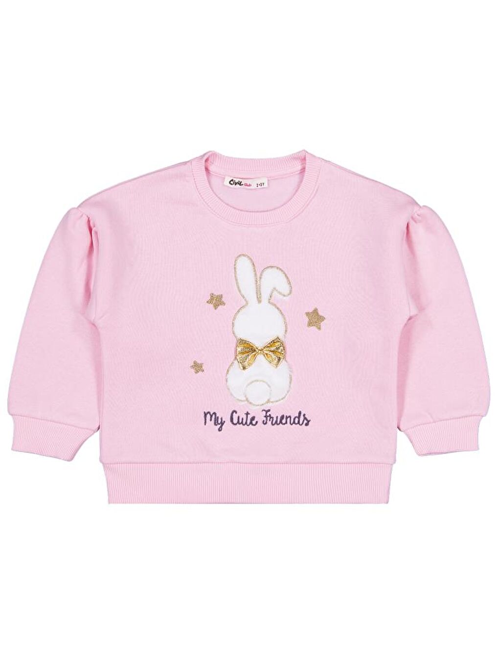 Pembe Girls Tavşan Nakışlı 2-5 Yaş Sweatshirt