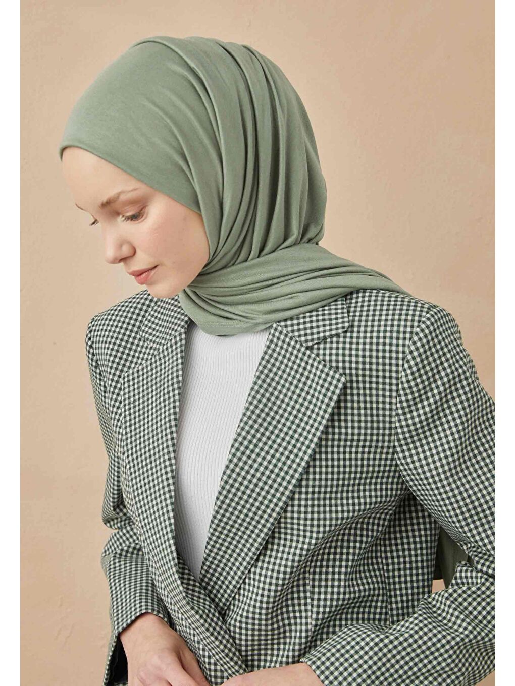 Yeşil Penye Şal Mınt-1